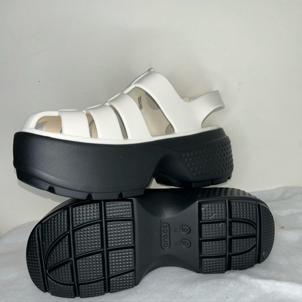 Crocs Stomp Fisherman Sandal Chalk White 209938-0WV Unisex NEW M6/W8